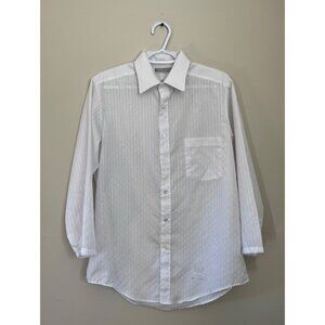 Career Club Mens Size 15 1/2 White Button Down Shirt Front Pocket Collared